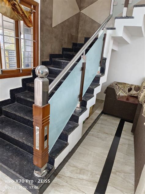 Stairs Stainless Steel Toughened Glass Railing For Home Material