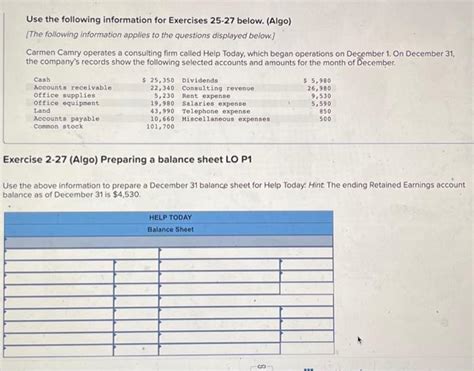 Solved Use The Following Information For Exercises 25 27 Chegg