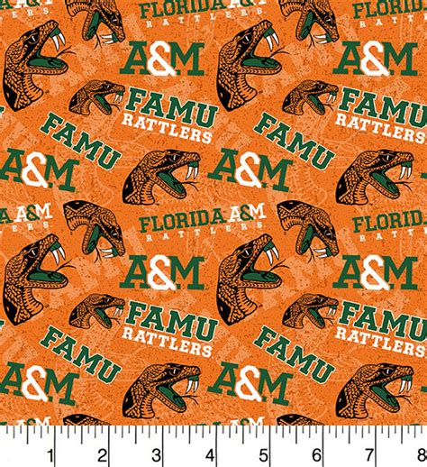 Florida Aandm University Cotton Fabric By Sykel Famu Rattlers Tone On