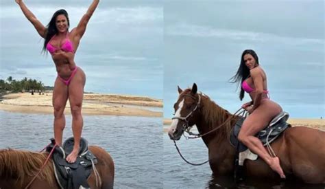 Gracyanne Barbosa Posa Em Cima De Cavalo E Exibe Corp O Em Trancoso