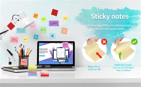 Agoer Notes Sticky Notes De Couleurs Vives X Mm Super Sticky