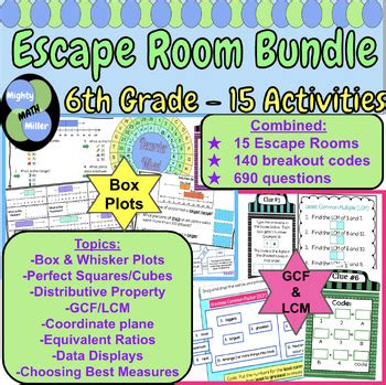 6th Grade Escape Room Growing Digital Google Bundle by Mighty Miller Math