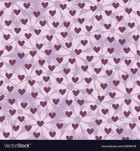 Flower Pattern With Hearts Seamless Background Vector Image