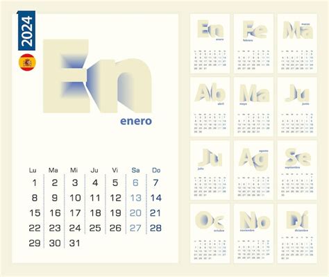 Plantilla De Calendario En Idioma Espa Ol Calendario Minimalista