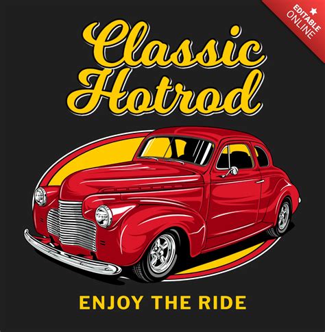 Modèle de conception d affiche de voiture hotrod classique Modèle de