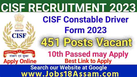 Cisf Constable Driver Form 2023 Apply Online For 451 Driver Vacancy 2023