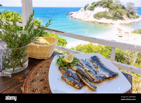 Grilled Sardines Served At The Basilico Tavern In Kokkari On The Island