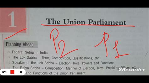 Icse Class Civics Chapter The Union Parliament Youtube