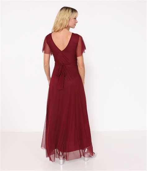 Robe Longue En Tulle Bordeaux Edji