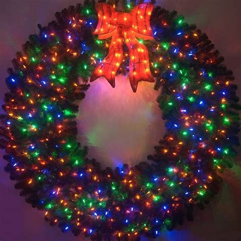 6 FOOT COLOR CHANGING L.E.D. PRELIT CHRISTMAS WREATH ...