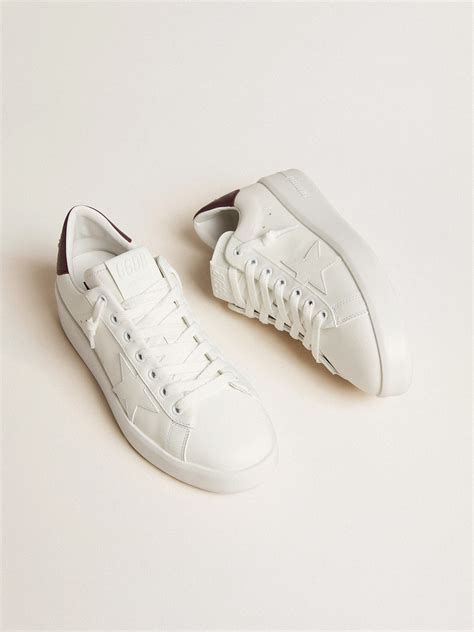 Purestar With White Leather Star And Plum Leather Heel Tab Golden Goose