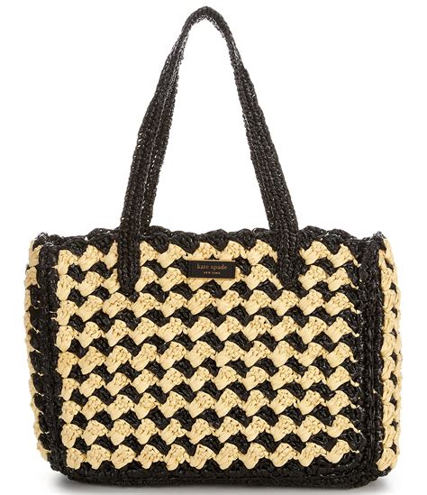 Kate Spade New York High Tide Striped Crochet Raffia Medium Tote Bag