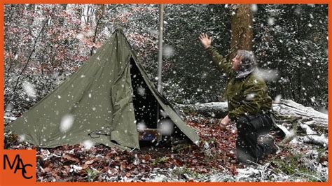 Winter Wonderland Polish Lavvu Hot Tent Camping In The Snow Youtube