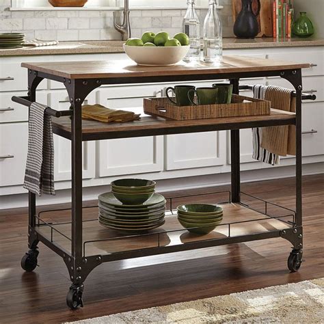 The Antique Bronze Antonelli Kitchen Cart Has Three Shelves And Caster