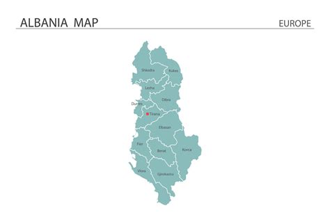 Vetor De Mapa Da Albânia Em Fundo Branco Mapa Tem Todas As Províncias