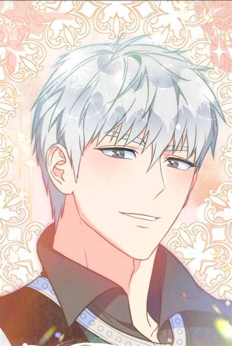 An Anime Character With White Hair And Blue Eyes In Front Of A Floral