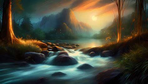 Beautiful fantasy river magic nature Ultra HD wallpaper 4K | GEC Designs