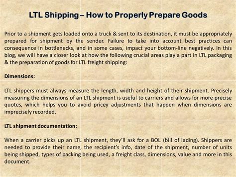 Ppt Ltl Shipping How To Properly Prepare Goods Powerpoint