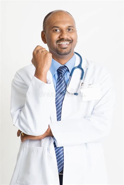 Happy Mature Indian Doctor Stock Image Image Of Bald