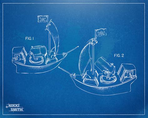 Pirate Ship Patent - Blueprint Digital Art by Nikki Marie Smith - Pixels