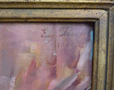 Eugène Prevost Messemin Nude Portrait Of Woman Oil Panel Early th