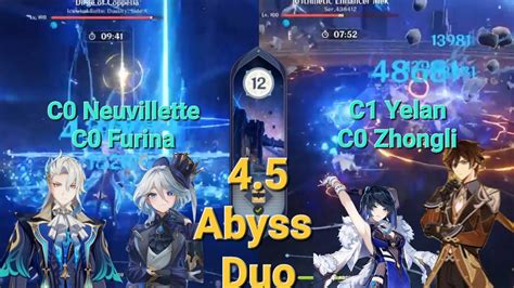 Duo C0 Neuvillette C1 Yelan Ft 4 5 Spiral Abyss Floor 12 Genshin