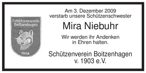 Traueranzeigen Von Mira Niebuhr AZ Trauer De