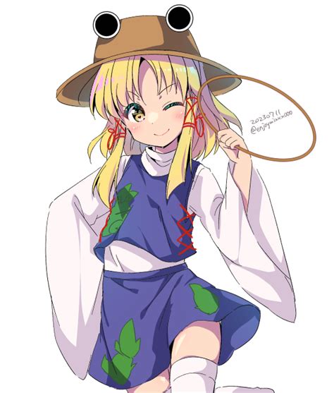 Enjoy Mix Moriya Suwako Touhou Commentary Request Girl Blonde Hair Brown Headwear