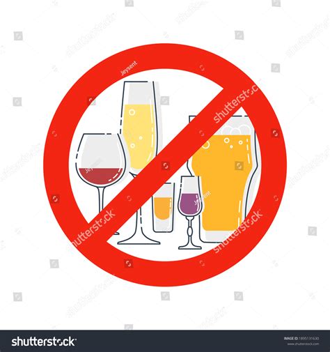 Prohibition Alcohol Sign No Glassware Red Stock Illustration 1895131630