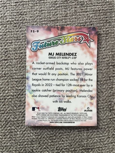 2023 Topps Chrome MJ MELENDEZ Future Stars Kansas City Royals FS 9 EBay