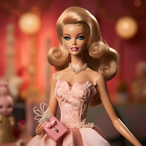 Premium AI Image Barbie Doll Pink Blonde Girl Background