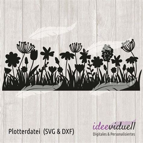 Blumenwiese Fr Hling Spring Wiese Blumen Plotterdatei Svg Dxf Etsy De