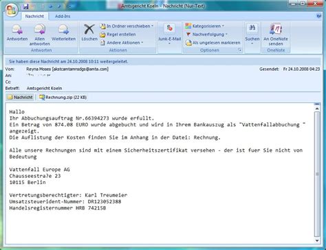 Rechnung Per Email Vorlage