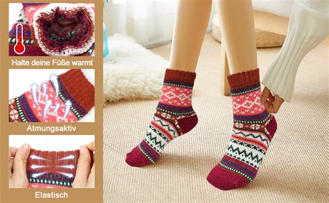 DARENYI 5 Paar Wollsocken Thermosocken Damen Winter Wollsocken für