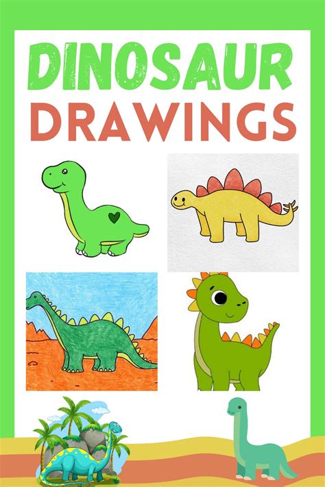 Easy Dinosaur Drawings With Step By Step Guide - DIY Crafts