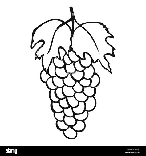 Black and white grape with leaf vector icon Stock Vector Image & Art ...