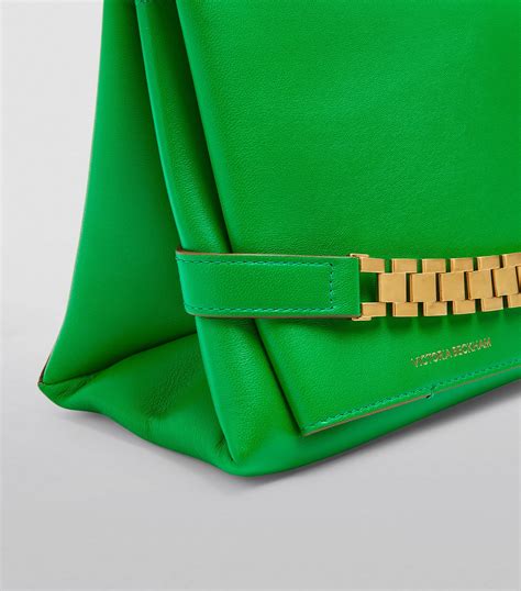 Womens Victoria Beckham Green Leather Chain Clutch Bag Harrods UK