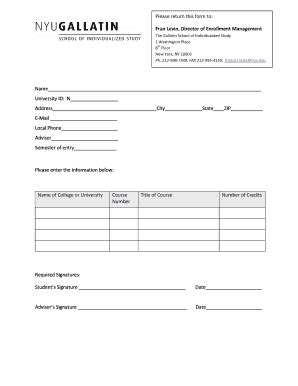 Fillable Online Gallatin Nyu Eas Major Declaration Form Fax Email Print