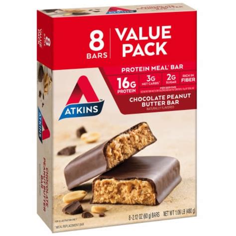 Atkins Chocolate Peanut Butter Meal Protein Bars, 8pk-2.12oz - Kroger