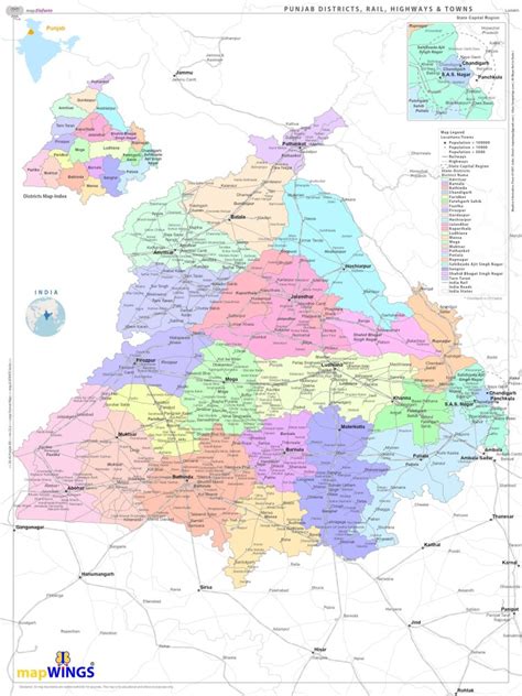 Punjab District Map, Punjab Political Map, 43% OFF