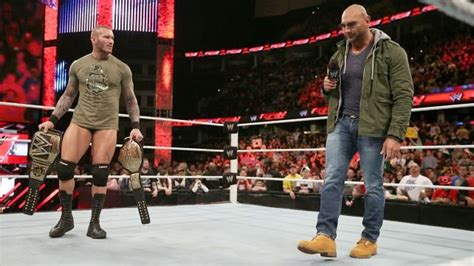 Raw Brock Lesnar And Batista Confront Wwe World Heavyweight