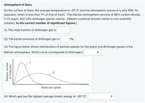 Solved Atmosphere of Mars On the surface of Mars, the | Chegg.com