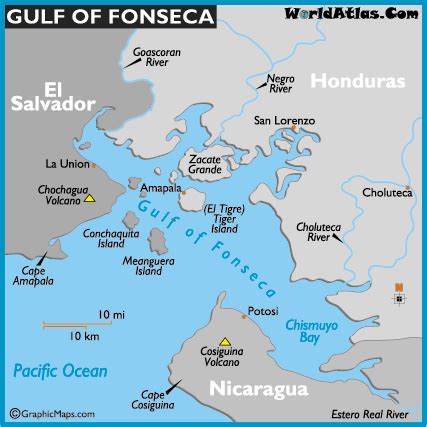 Gulf of Fonseca Map - Gulf of Fonseca Central America, Central America ...