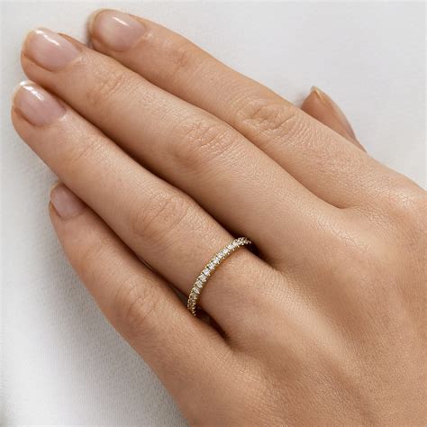 Gold Wedding Band Set With Half Eternity And Shiny Finish Klenota