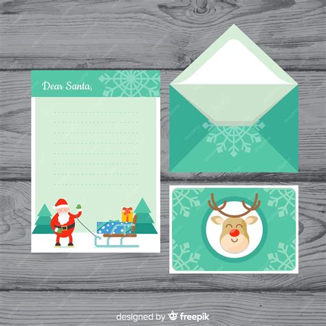 Set De Carta Y Sobres Navideños Para Santa Claus Vector Gratis