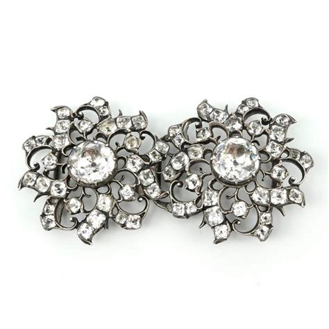 Proantic Beautiful 18th Century Belt Buckle In Silver And Rhinestones