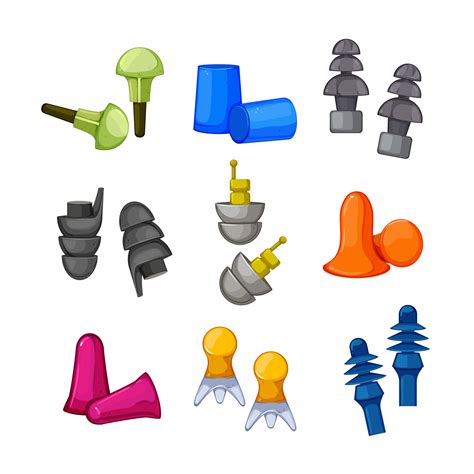 Earplugs Noise Set Cartoon Vector Illustration Vector Art At