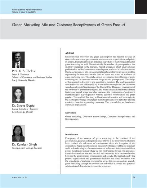 Pdf Green Marketing Mix And Customer Receptiveness Of Green Dokumen