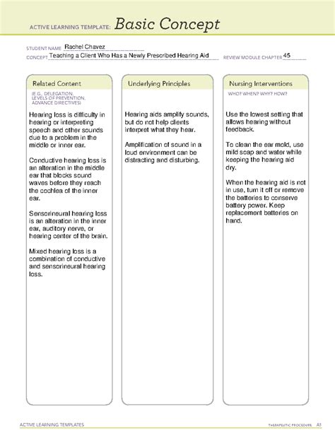 Hearing Impairment Ati Template Active Learning Templates