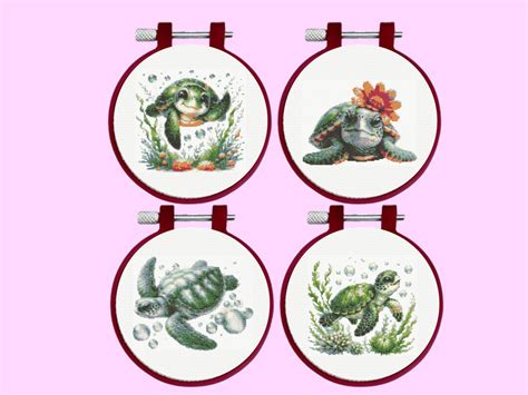 Sea Turtle Cross Stitch Pattern 4 Sea Turtles Cross Stitch Pattern